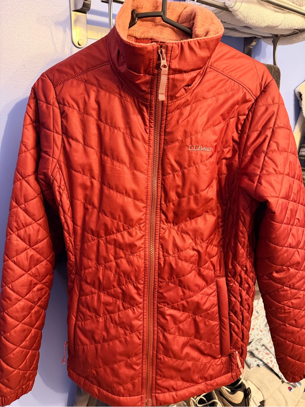 L.L. Bean Kids' Coral-Red Quilted Puffer Jacket